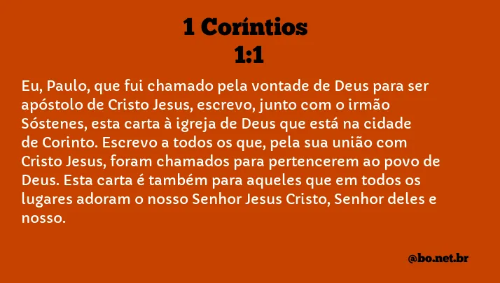 1 Coríntios 1:1 NTLH