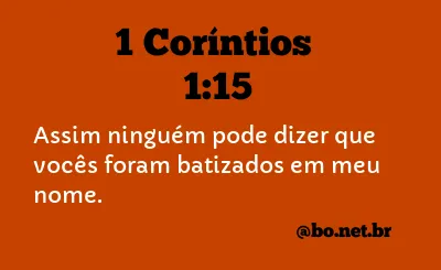 1 Coríntios 1:15 NTLH