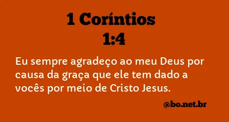 1 Coríntios 1:4 NTLH