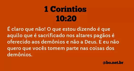 1 Coríntios 10:20 NTLH