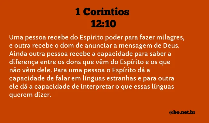 1 Coríntios 12:10 NTLH