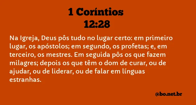 1 Coríntios 12:28 NTLH