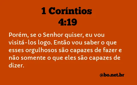 1 Coríntios 4:19 NTLH