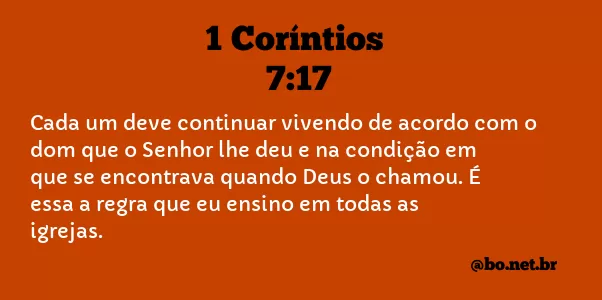1 Coríntios 7:17 NTLH