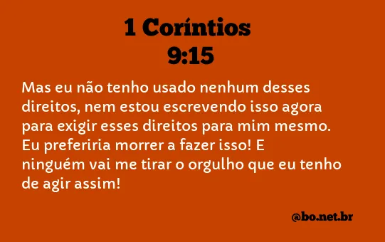 1 Coríntios 9:15 NTLH