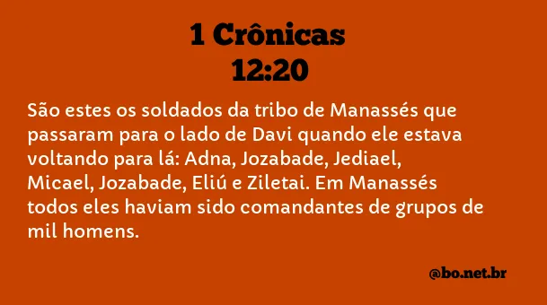 1 Crônicas 12:20 NTLH