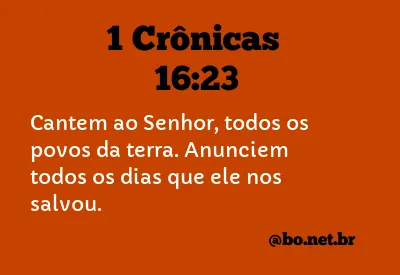 1 Crônicas 16:23 NTLH