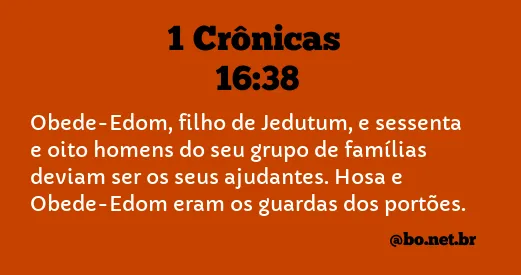 1 Crônicas 16:38 NTLH