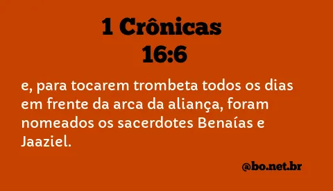 1 Crônicas 16:6 NTLH