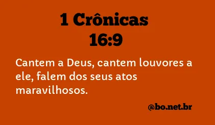 1 Crônicas 16:9 NTLH