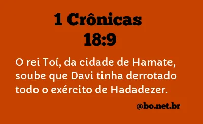 1 Crônicas 18:9 NTLH