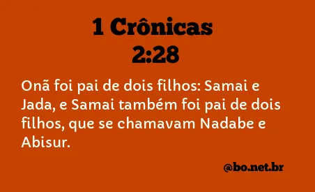 1 Crônicas 2:28 NTLH