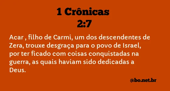 1 Crônicas 2:7 NTLH