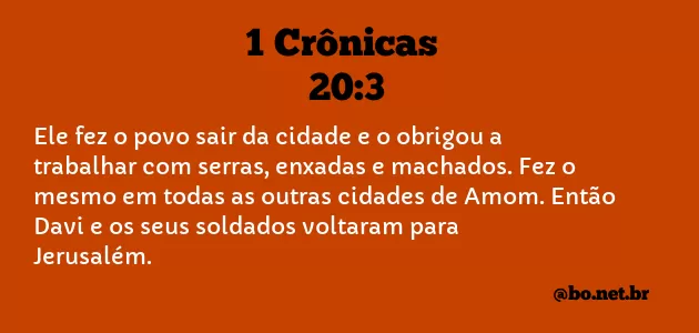 1 Crônicas 20:3 NTLH