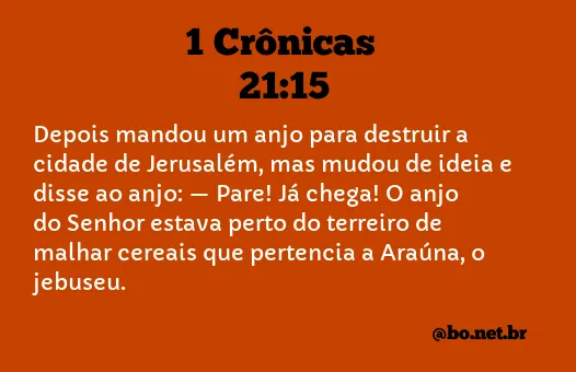 1 Crônicas 21:15 NTLH