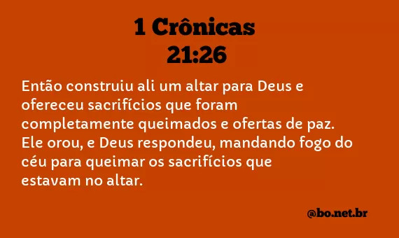 1 Crônicas 21:26 NTLH