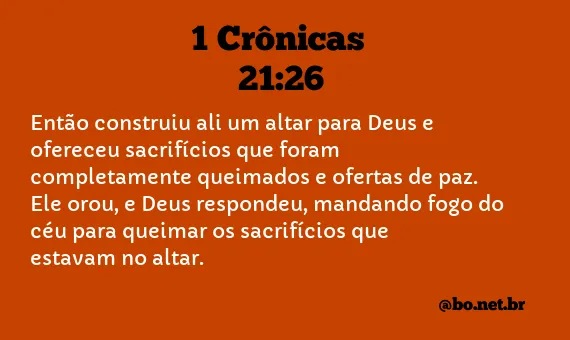 1 Crônicas 21:26 NTLH