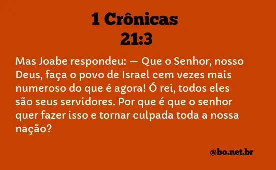 1 Crônicas 21:3 NTLH