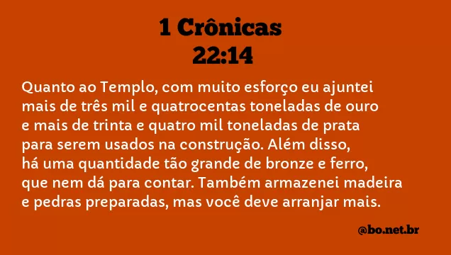1 Crônicas 22:14 NTLH
