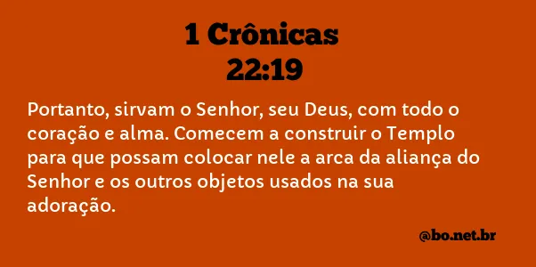 1 Crônicas 22:19 NTLH