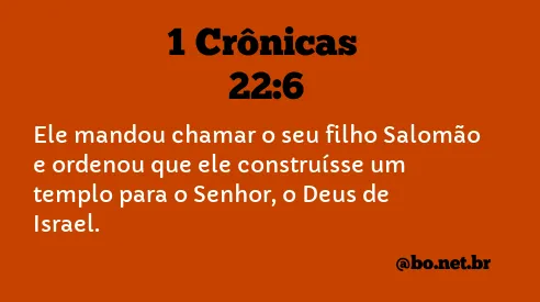 1 Crônicas 22:6 NTLH