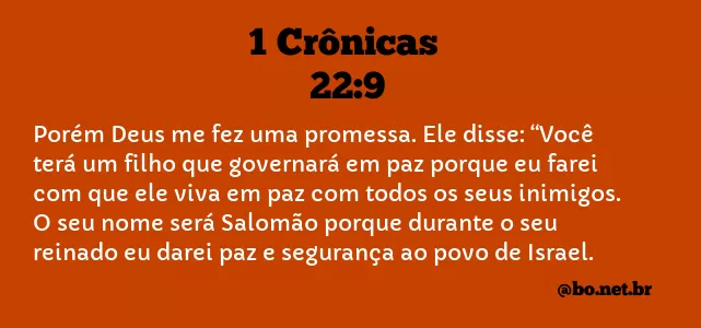 1 Crônicas 22:9 NTLH