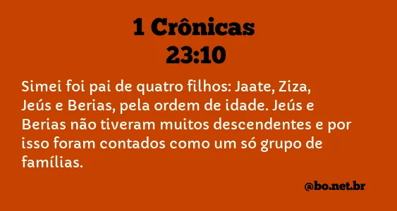 1 Crônicas 23:10 NTLH