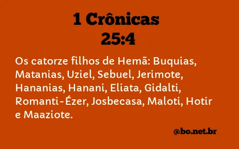 1 Crônicas 25:4 NTLH