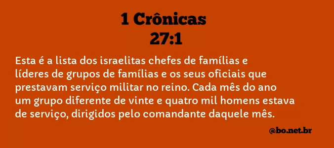 1 Crônicas 27:1 NTLH