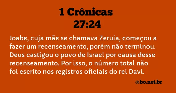 1 Crônicas 27:24 NTLH