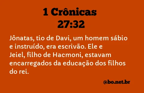 1 Crônicas 27:32 NTLH