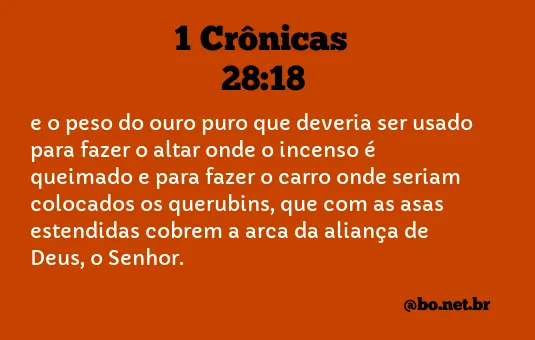 1 Crônicas 28:18 NTLH