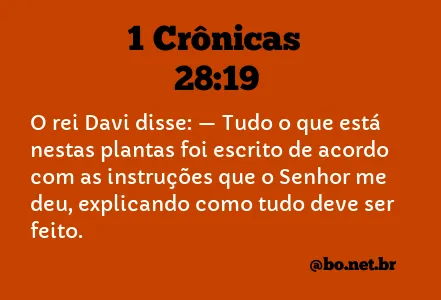 1 Crônicas 28:19 NTLH