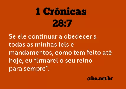 1 Crônicas 28:7 NTLH