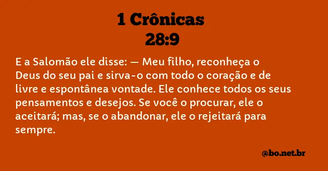 1 Crônicas 28:9 NTLH