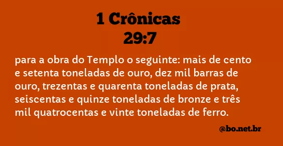 1 Crônicas 29:7 NTLH