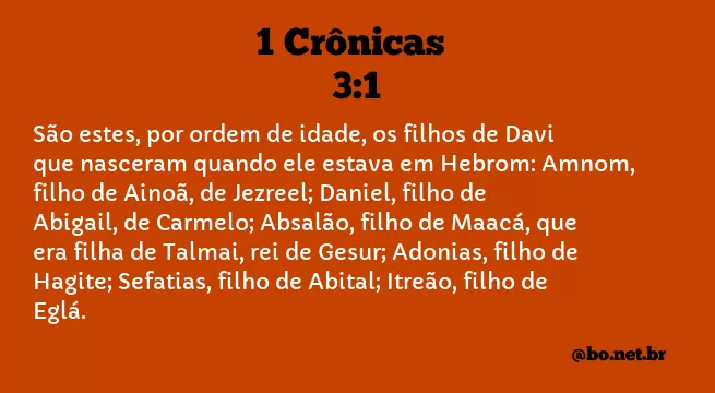 1 Crônicas 3:1 NTLH