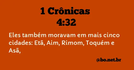 1 Crônicas 4:32 NTLH