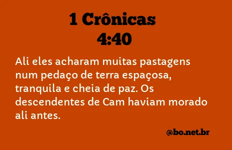 1 Crônicas 4:40 NTLH