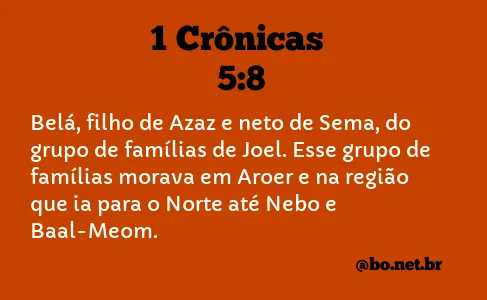 1 Crônicas 5:8 NTLH