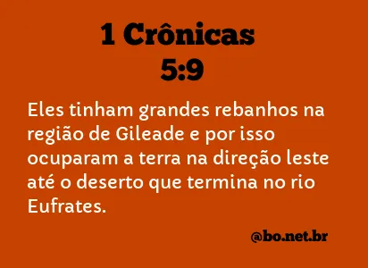 1 Crônicas 5:9 NTLH