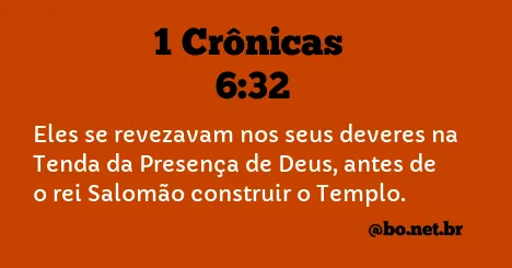 1 Crônicas 6:32 NTLH