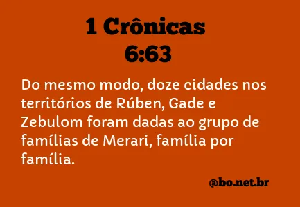 1 Crônicas 6:63 NTLH