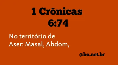 1 Crônicas 6:74 NTLH