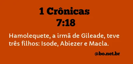 1 Crônicas 7:18 NTLH