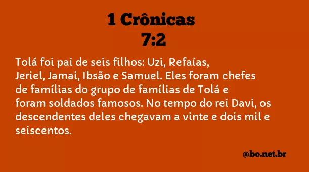 1 Crônicas 7:2 NTLH