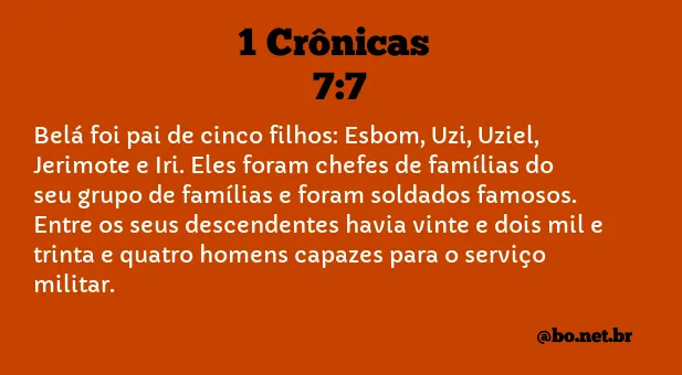 1 Crônicas 7:7 NTLH