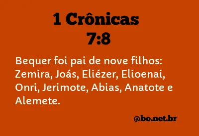 1 Crônicas 7:8 NTLH