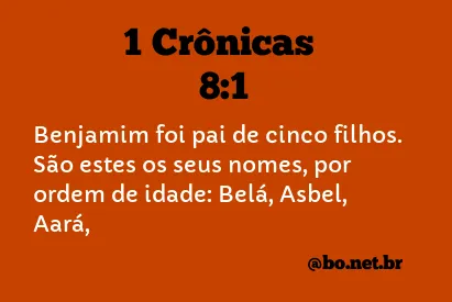 1 Crônicas 8:1 NTLH