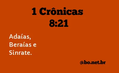 1 Crônicas 8:21 NTLH